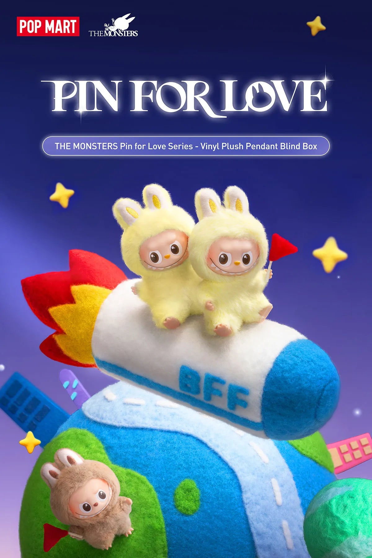 Popmart Labubu The Monsters Pin For Love  - Vinyl Plush Pendant blind box (A-M)